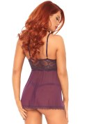 Sheer lace babydoll and string Purple