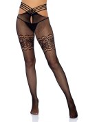 Wrap Around Crotchless Tights Black