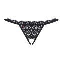 Stringi z otwartym krokiem - Obsessive 831 Crotchless Thong Black L/XL