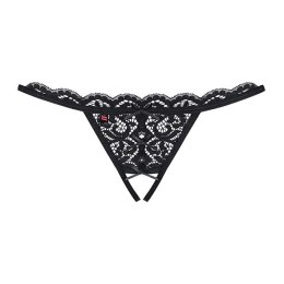 Stringi z otwartym krokiem - Obsessive 831 Crotchless Thong Black L/XL