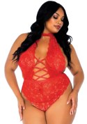 Backless & crotchless teddy + Red