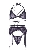 Bra top, garterbelt & string Black