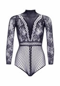 Fishnet bodysuit w. snapcrotch Black