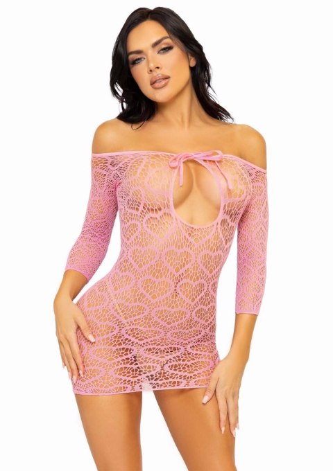 Heart Net Mini Dress Pink