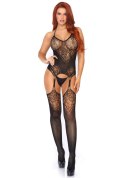 Jacquard Net Bodystocking Black