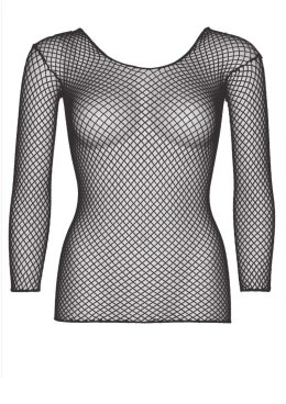 Long Sleeves Fishnet Top Black