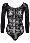 Mosaic Snap Crotch Bodysuit Black