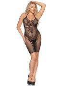 Multi Net Halter Mini Dress Black