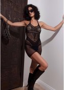 Multi Net Halter Mini Dress Black