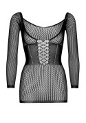 Net Long Sleeve Mini Dress Black