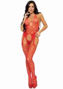 Net Suspender Bodystocking Red