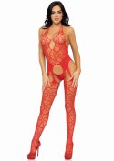 Net Suspender Bodystocking Red