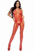 Net Suspender Bodystocking Red