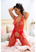 Net Suspender Bodystocking Red