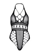 Net backless thong teddy Black