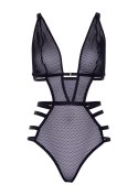 Net cut out g-string teddy Black