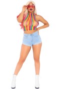 Rainbow net high neck crop top Multicolor