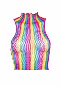 Rainbow net high neck crop top Multicolor