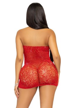 Rhinestone Halter Mini Dress Red