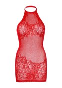 Rhinestone Halter Mini Dress Red