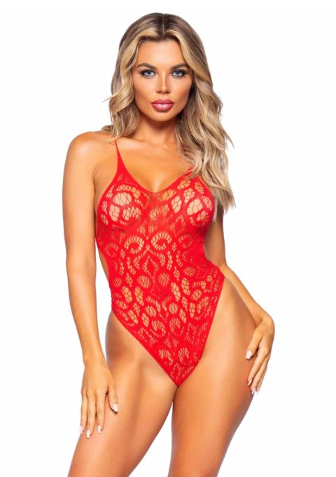 Seamless scroll lace bodysuit Red