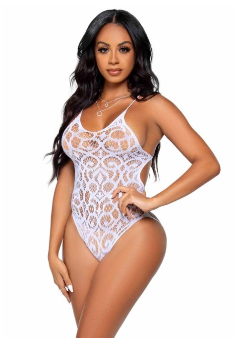 Seamless scroll lace bodysuit White