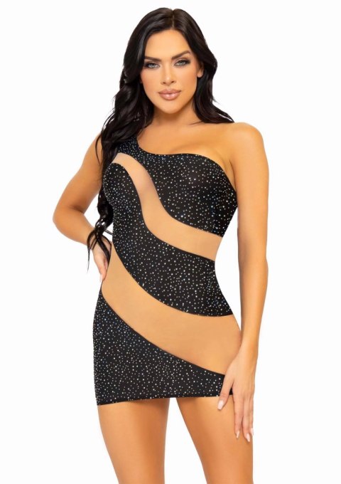 Spandex Asymmetrical Minidress Black