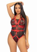 Studded O-Ring Harness Teddy Red