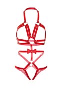 Studded O-Ring Harness Teddy Red