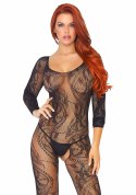 Swirl Lace Bodystocking Black