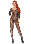 Swirl Lace Bodystocking Black