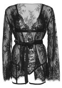 Teddy, lace robe & ribbon tie Black