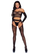 Top, Suspender Hose & G-string Black