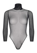 Turtleneck fishnet teddy Black