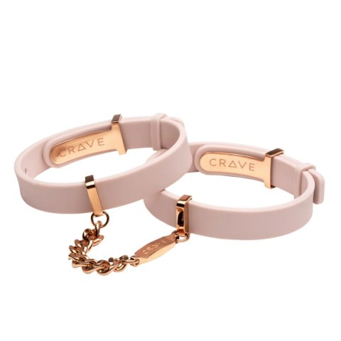 Crave - ID Cuffs Mankiety skórzane różowe z różowym złotem