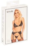 Kissable - 3-Częściowy Seksowny Komplecik Z Pięknej Koronki Czarny L/XL