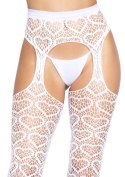 Heart Net Suspender Hose White