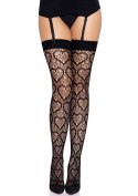 Heart Net Thigh Highs Black