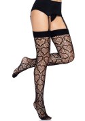 Heart Net Thigh Highs Black