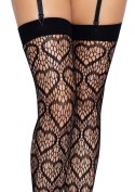 Heart Net Thigh Highs Black