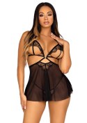 Lace And Mesh Babydoll & Panty Black