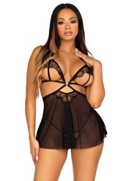 Lace And Mesh Babydoll & Panty Black