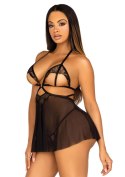 Lace And Mesh Babydoll & Panty Black