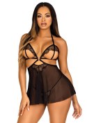 Lace And Mesh Babydoll & Panty Black