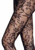 Seamless Floral Lace Tights Black