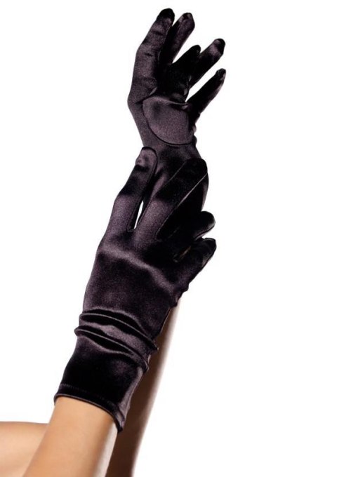 Wrist Length Satin Gloves Black