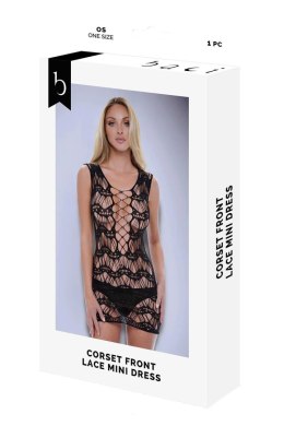 BACI CORSET FRONT LACE MINI DRESS BLACK, OS