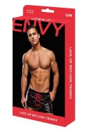 ENVY LACE-UP WETLOOK TRUNKS BLACK RED, L/XL