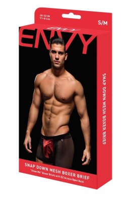 ENVY SNAP DOWN MESH BOXER BRIEF BLACK RED, S/M