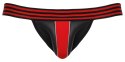 Svenjoyment - Męskie Jockstrap Z Elastycznym Paseczkiem Czarno/Czerwone S/M